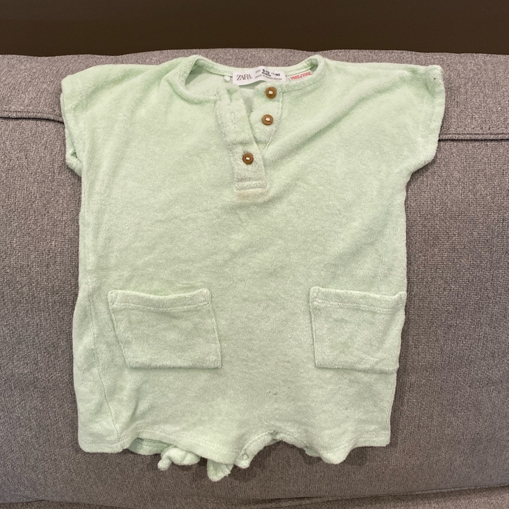 Zara green terry onesie